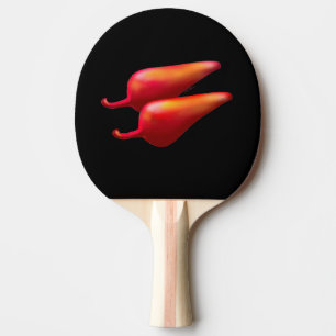 Röda chilipeppar svart ping pong-paddle pingisracket