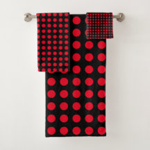 Röda cirklar Polka Dot Patterns Black Modern Cute 