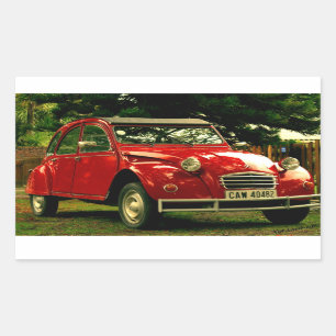 Röda Citroën 2CV Rektangulärt Klistermärke