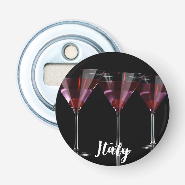 Röda cocktails i martinistiskt glas med körsbär flasköppnare (Framsidan)