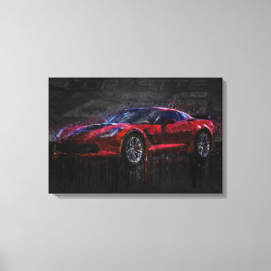 Röda Corvette Z06 Canvastryck