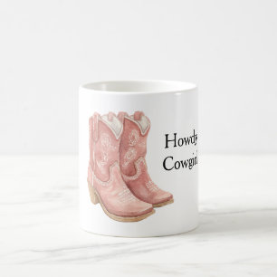 Röda cowgirl-kowboy-stövlar kaffemugg