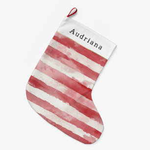 Röda Crème Vita Godisrandiga Jul Stor Julstrumpa