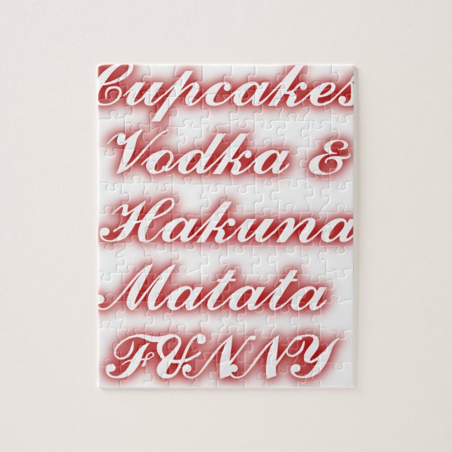 Röda Cupcakes Vodka  Hakuna Matata ROligt. Pussel (Vertikal)