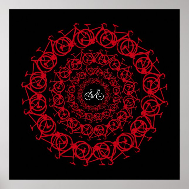 röda cyklar mandala poster (Framsidan)