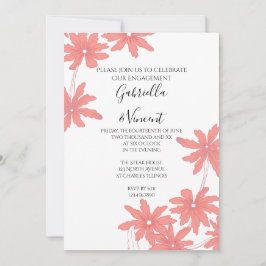 Röda Daisy på vit Förlovningsfest Inbjudningar