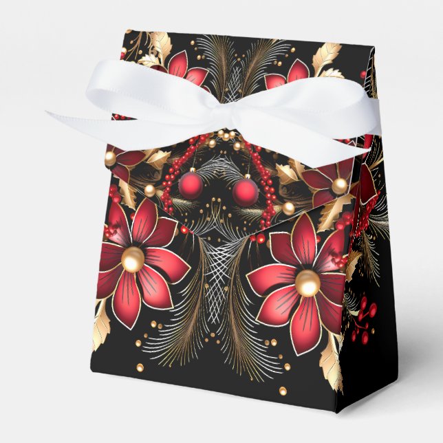 Röda dekorativa blommor, Helgdag Gift Box Presentaskar (Framsidan Sidan)