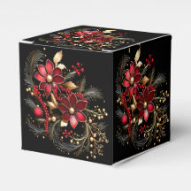 Röda dekorativa blommor, Helgdag Gift Box
