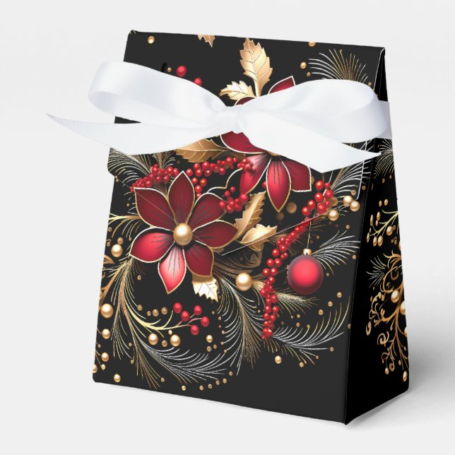 Röda dekorativa blommor, Helgdag Gift Box Presentaskar (Framsidan Sidan)