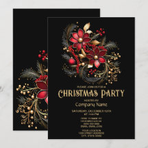 Röda dekorativa blommor - Julfestinbjudan