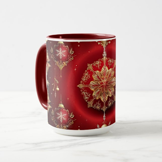 Röda dekorativa prydnadsföremål Holiday-mugg Mugg (Framsida vänster)