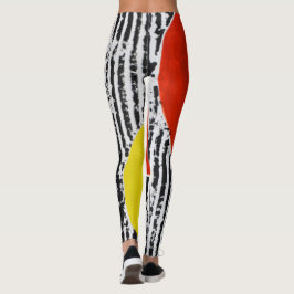 Röda dekorfärgade vilder med svart rand leggings