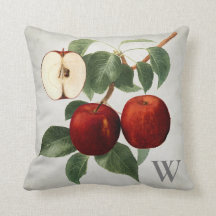 Röda den Monogrammed Apple botaniska vattenfärgen