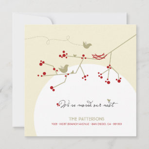 Röda den nya fågelfamiljen bygga bo på meddelande