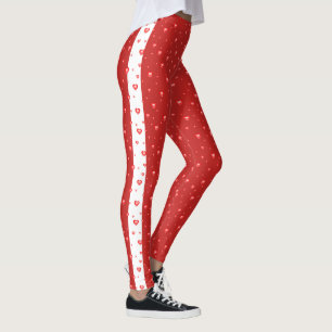 Röda diamantens valentineser mönster leggings