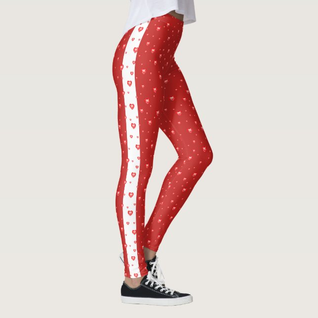 Röda diamantens valentineser mönster leggings (Höger)