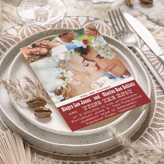 Röda dina fotobröllopsinbjudningar inbjudningar (Skapare uppladdad)