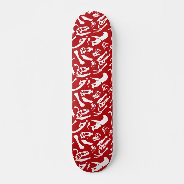 (Röda) Dinosaurben, Mini Skateboard Bräda 18,5 Cm (Framsida)