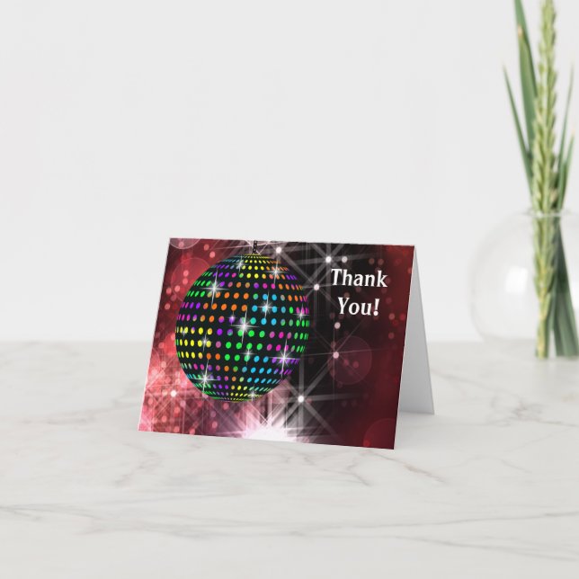 Röda Disco Boll Tacksamhetskort Tack Kort (Framsida)