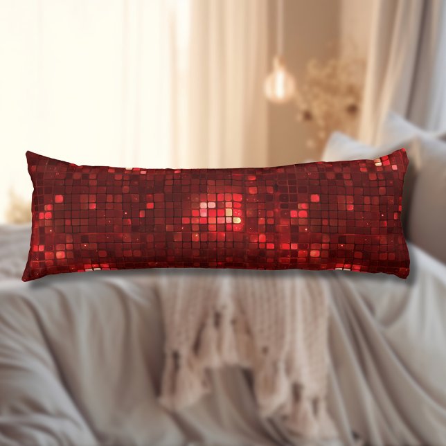 Röda Disco Stil Rutor Valentine Mönster Kroppskudde (Skapare uppladdad)