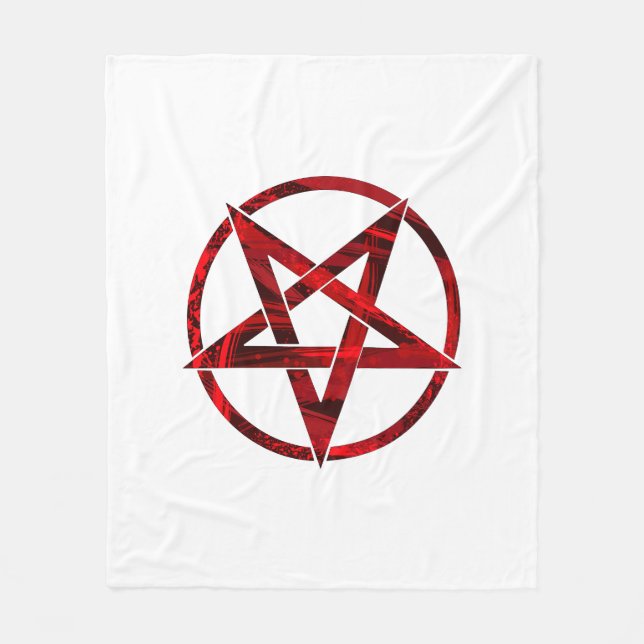 Röda Djävulens Pentagram Fleecefilt (Framsidan)