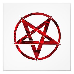 Röda Djävulens Pentagram Fototryck