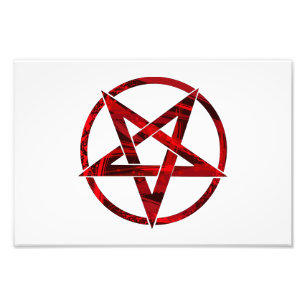 Röda Djävulens Pentagram Fototryck