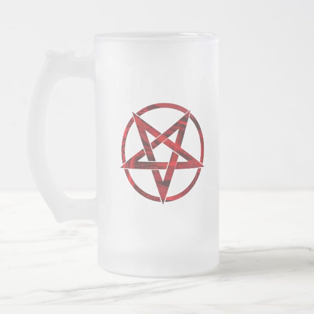 Röda Djävulens Pentagram Frostat Ölglas (Vänster)
