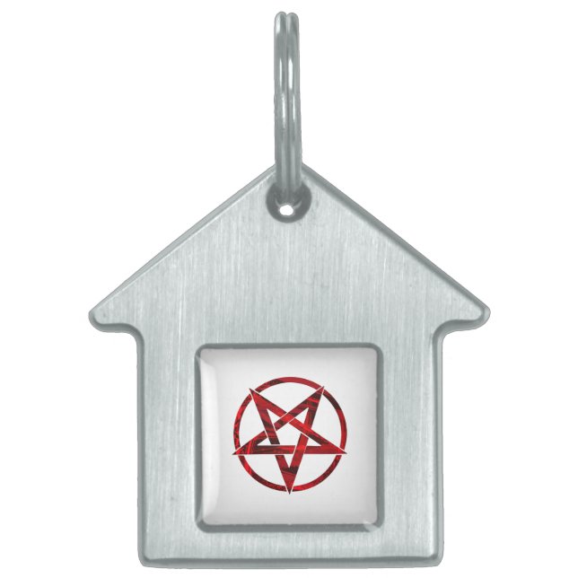 Röda Djävulens Pentagram ID-bricka Husdjur (Framsidan)