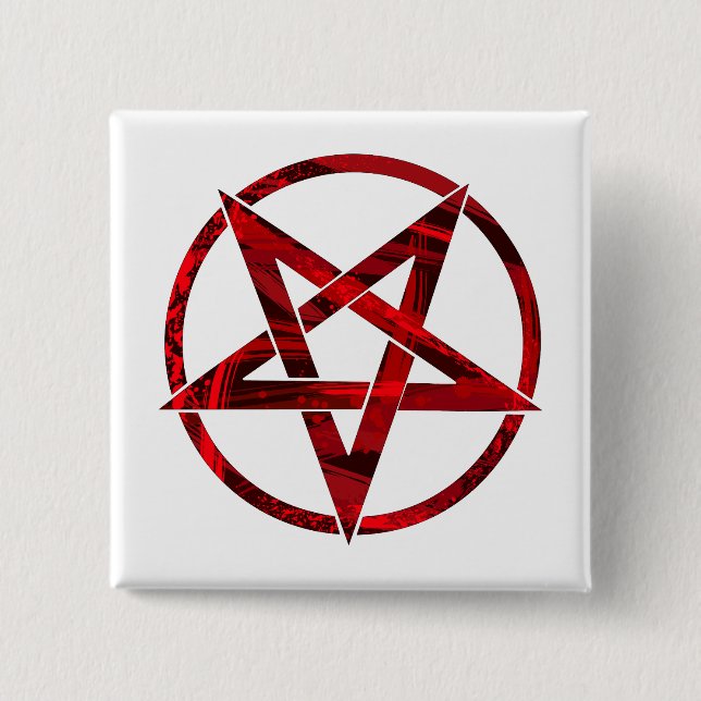Röda Djävulens Pentagram Knapp (Framsida)