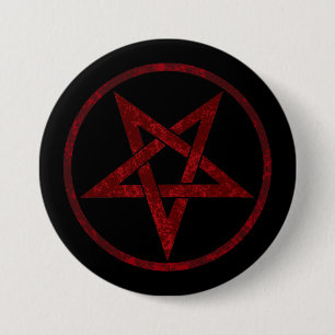 Röda Djävulens Pentagram Knapp