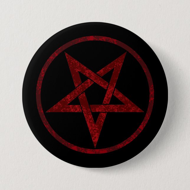 Röda Djävulens Pentagram Knapp (Framsida)