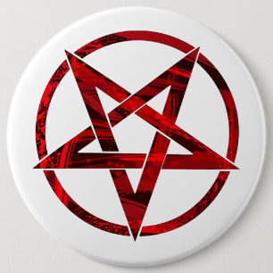 Röda Djävulens Pentagram Knapp