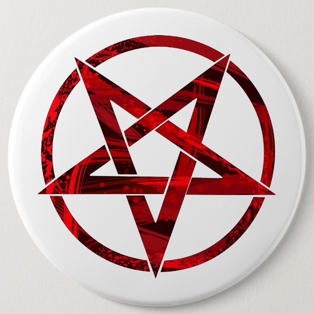 Röda Djävulens Pentagram Knapp (Framsida)