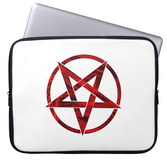 Röda Djävulens Pentagram Laptop Fodral (Framsidan)