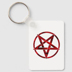 Röda Djävulens Pentagram Nyckelring