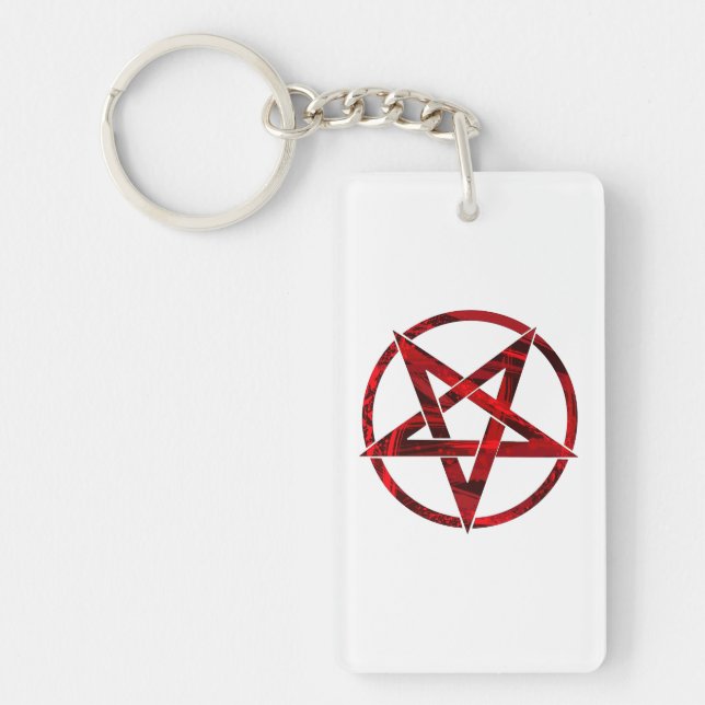 Röda Djävulens Pentagram Nyckelring (Framsidan)