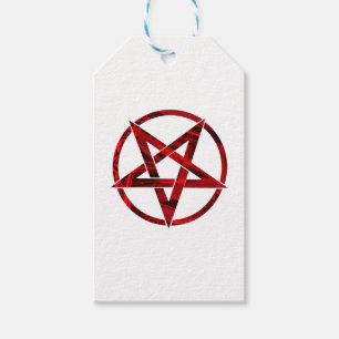 Röda Djävulens Pentagram Presentetikett