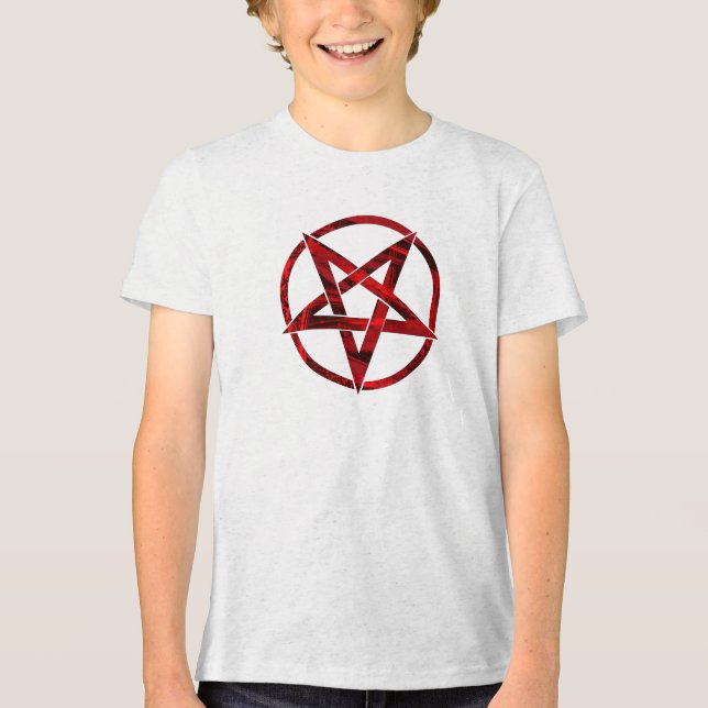 Röda Djävulens Pentagram T Shirt (Framsida)