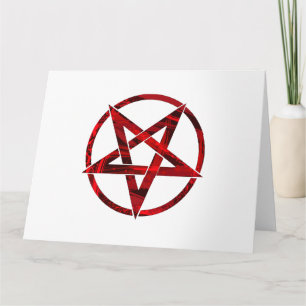 Röda Djävulens Pentagram Tack Kort