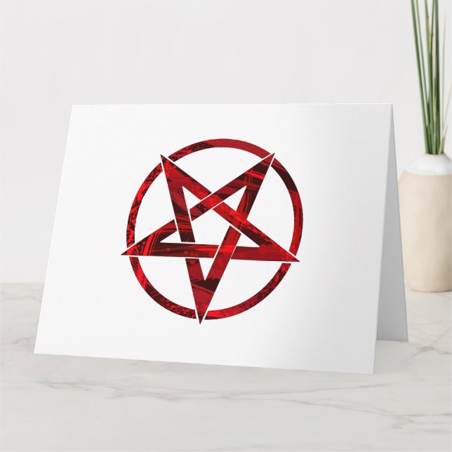 Röda Djävulens Pentagram Tack Kort (Framsida)