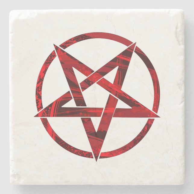 Röda Djävuls Pentagram Stenunderlägg (Framsidan)