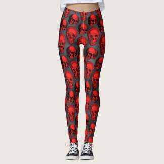 Röda Dödskallar och Solros Serie Design 1 Leggings