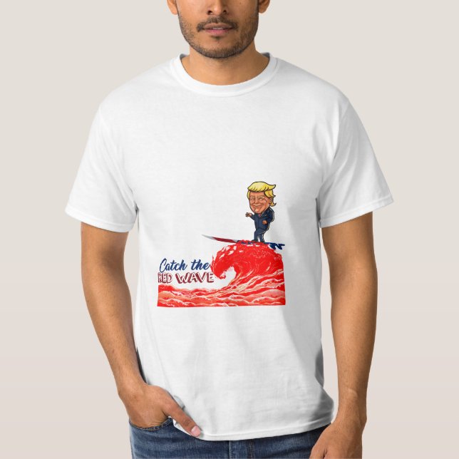 Röda Donald Trump vinkar T Shirt (Framsida)