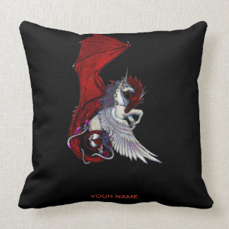 Röda Dragon Monster Crimson Fantasy Vinge Unicorn Kudde