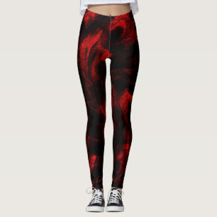 Röda drakefjäll för blod på svart leggings