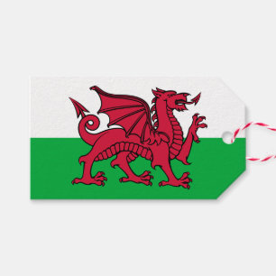 Röda drakens keltiska flagga för Wales & walesare Presentetikett