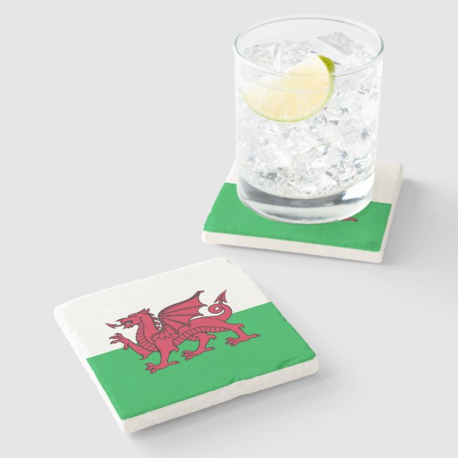 Röda drakens keltiska flagga i Wales & walesare Stenunderlägg (Sidan)