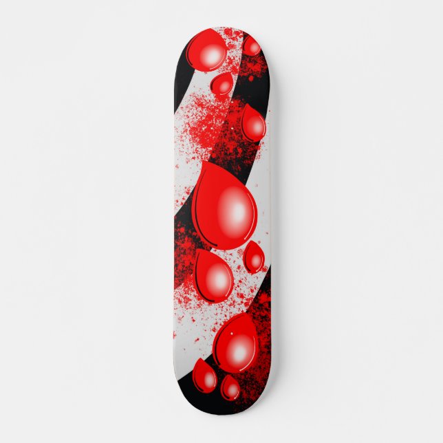 Röda droppar – Abstrakt skateboarddesign Mini Skateboard Bräda 18,5 Cm (Framsida)