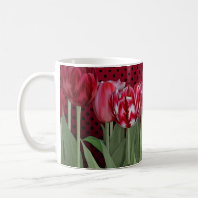 Röda droppar på övertoning kaffemugg (Vänster)